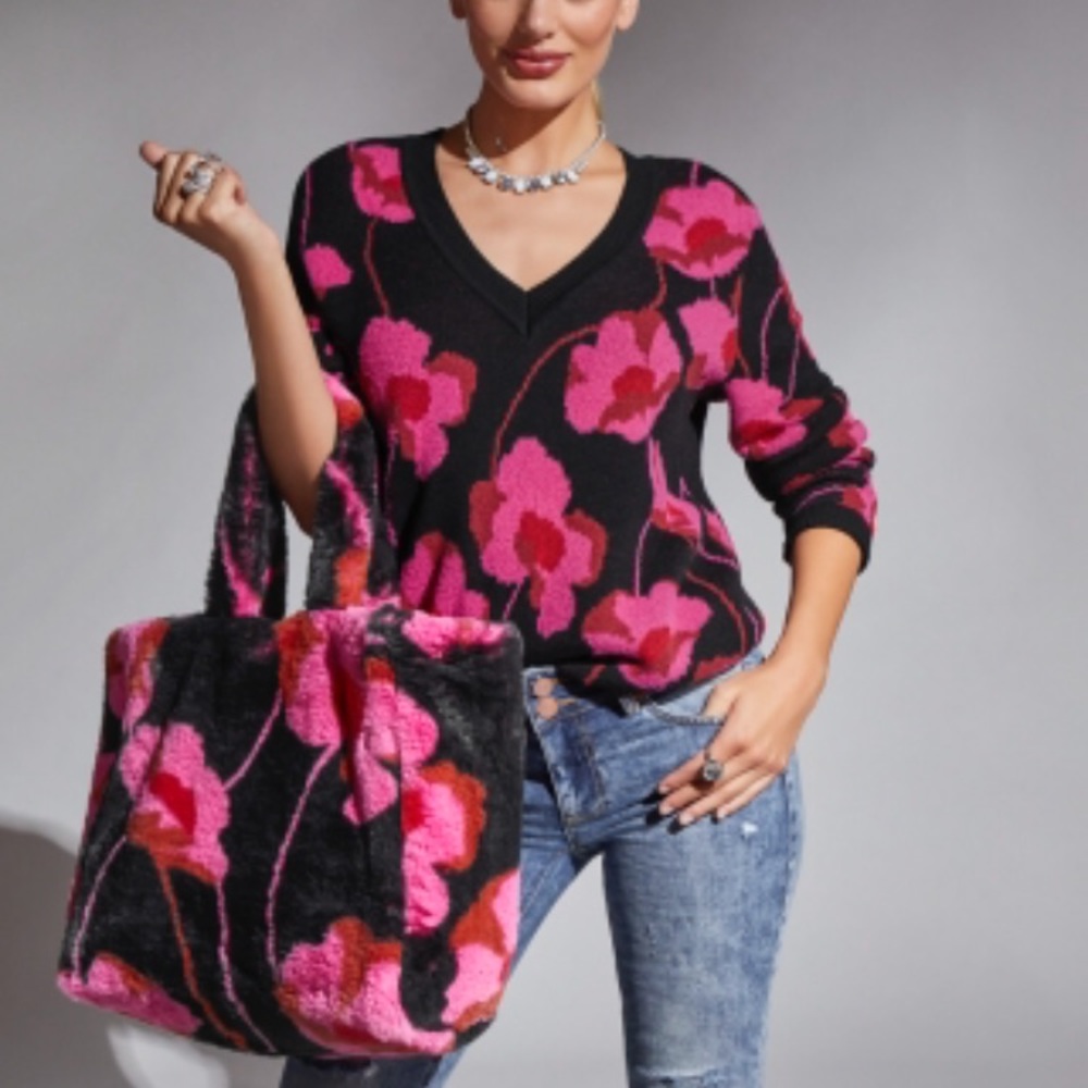 CAbi Sweater with Pink Floral Print - Picture 9 of 9
